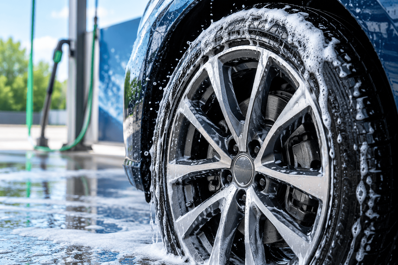 Detail van een pas gewassen velg